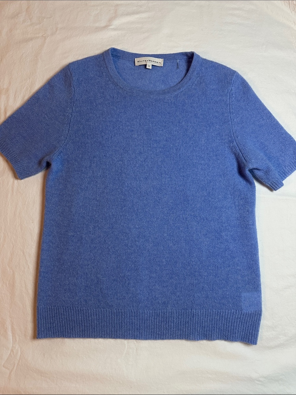 White + Warren Short-Sleeve Cashmere Short Sleeve Top Size S